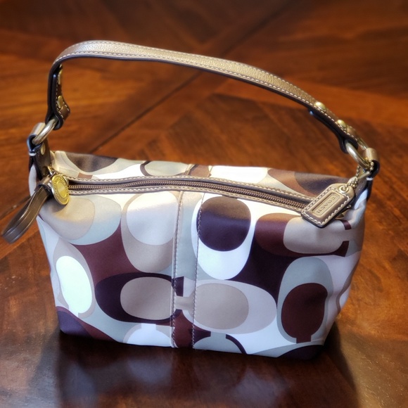 Coach handbag, NWOT, unused, brown, cream, olive - Picture 1 of 5